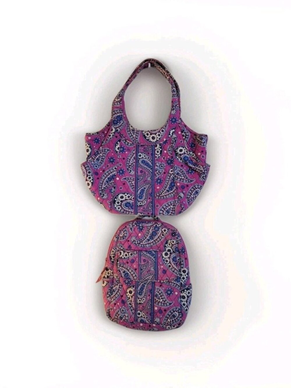 Matching Vera Bradley Large Tote and Backpack Boysenberry Paisley Quilted Cotton